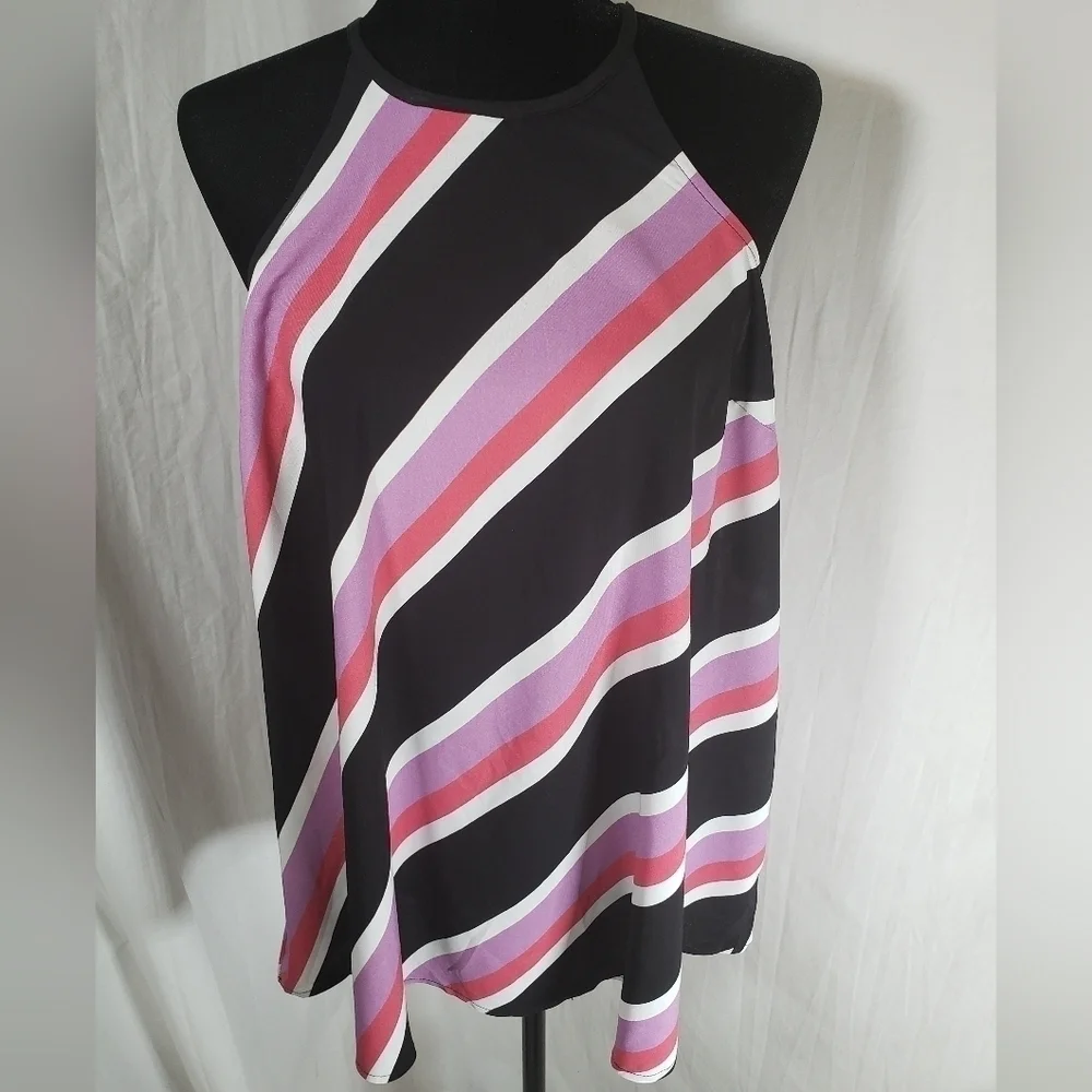 Torrid Pink and Black Striped Sleeveless Shirt Sz Torrid 0/L - Picture 3 of 9